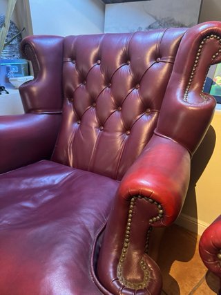 Sillones Chester Piel Marrón/Rojo