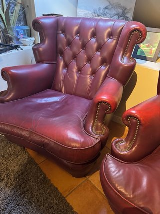 Sillones Chester Piel Marrón/Rojo