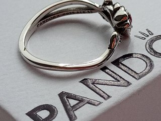 Anillo Pandora Flor Rosa Roja Plata