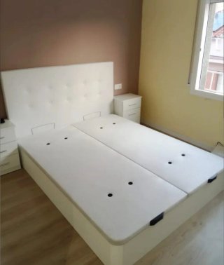 Canapé a ribalta in legno con 4 angoli arrotondati in legno massello da 3 cm, con coperchio rinforzato, apertura frontale e laterale, materassi viscoelastici e a molle, 25 cm e 30 cm di spessore, alta qualità