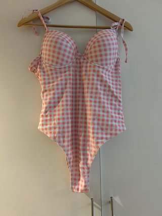 Costume da bagno Vichy rosa taglia XL