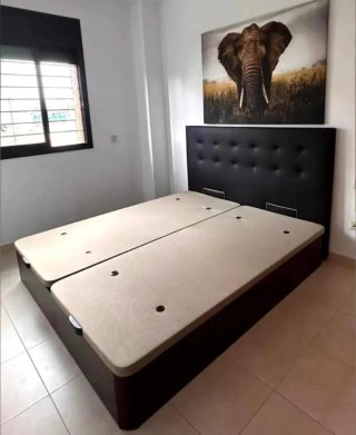 Canapé abatible in legno con 4 angoli arrotondati in legno massello da 3 cm, con apertura frontale e laterale, materassi viscoelastici e a molle, 25 cm e 30 cm di spessore, alta qualità