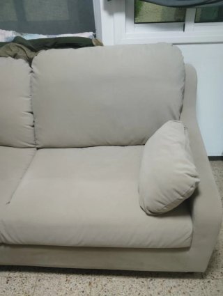 Sofá 3 plazas beige tela
