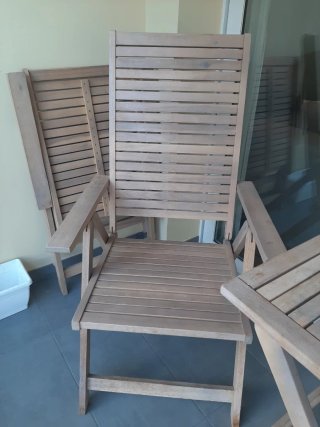 Conjunto mesa y 2 sillas jardín madera de teca