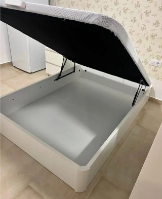 Canapé a ribalta in legno con 4 angoli arrotondati in legno massello da 3 cm con coperchio rinforzato