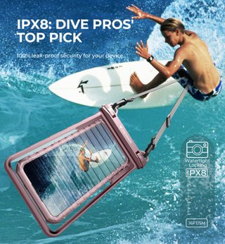 Funda impermeable Dexnor móvil rosa
