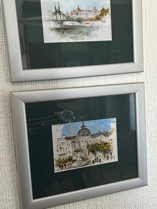 Set di 3 quadri ad acquerello di Budapest