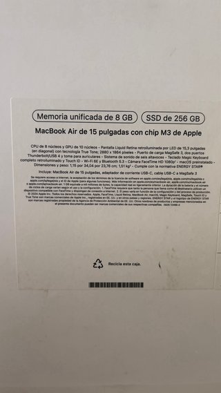 MacBook Air 15" M3 (8GB/256GB)|FACTURA Y GARANTÍA