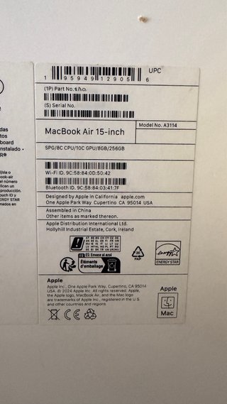 MacBook Air 15" M3 (8GB/256GB)|FACTURA Y GARANTÍA
