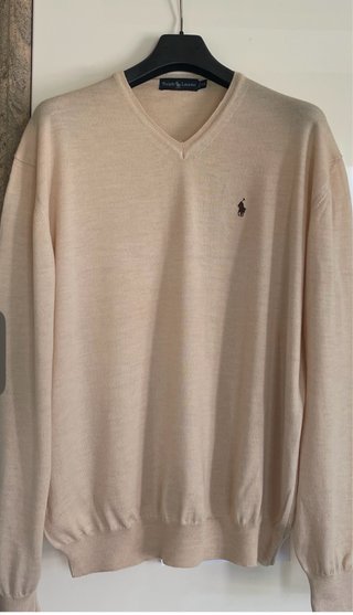 Maglia Uomo Ralph Lauren Lana Merinos XXL Beige