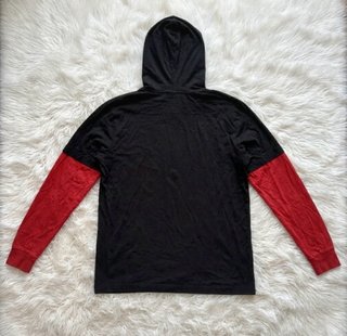 Camiseta Vintage Champion Capucha Negra y Roja S
