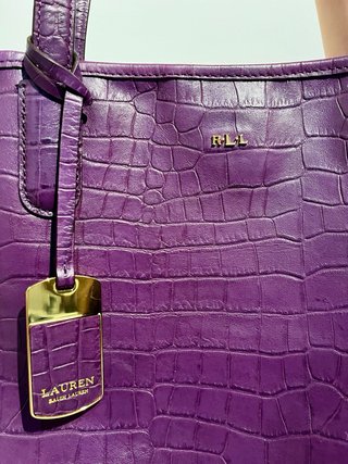 Bolso Tote Piel Morado Ralph Lauren