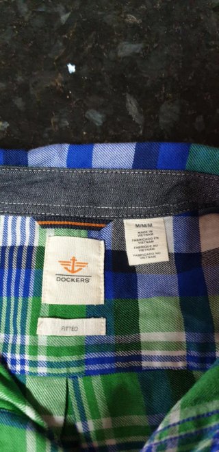 Camisa Dockers Hombre Cuadros Azul y Verde
