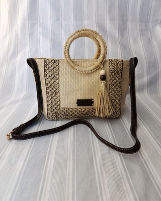 Bolso bandolera rafia trenzada beige - Buen estado