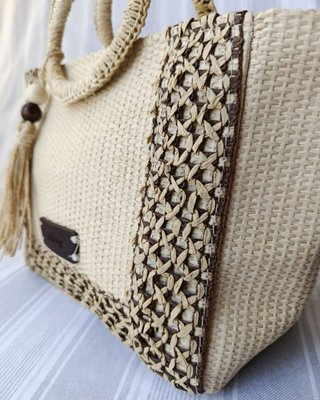 Bolso bandolera rafia trenzada beige - Buen estado