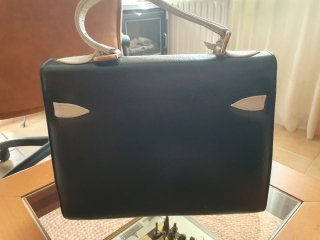 Borsa in pelle tipo Hermes nero/bianco