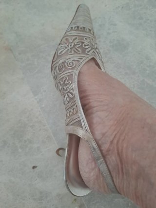 Elegantes zapatos de piel dorados y plateados