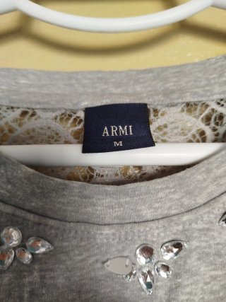 Camisa manga larga ARNI gris con pedrería