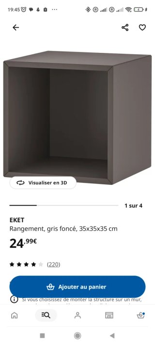 Estantería Eket gris 35x35x35 cm