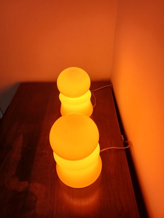 Coppia Lampade Vetro Opalino Arancione