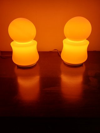Coppia Lampade Vetro Opalino Arancione