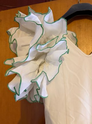 Vestido Flamenca Niña Volantes Verde Blanco