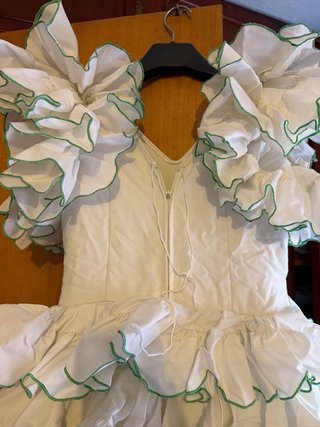 Vestido Flamenca Niña Volantes Verde Blanco
