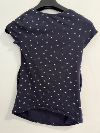 Camiseta H&M MAMA Estampado Pájaros Azul