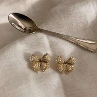 Pendientes Vintage Dorados Perlas Lazos