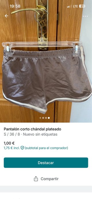 Pantalón corto chándal plateado S/36/8