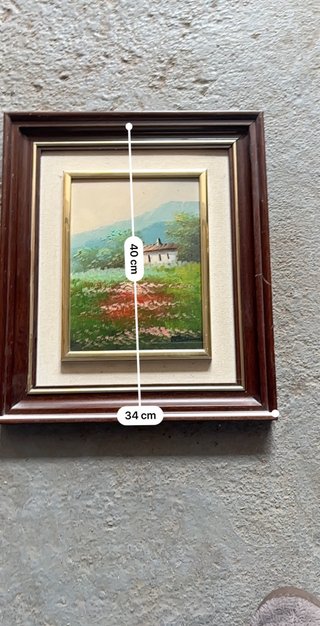 Quadro olio casa di campagna vintage