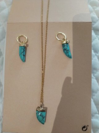 Conjunto Tous Collar y Pendientes Turquesa