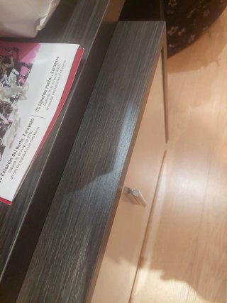 Mueble recibidor y espejo moderno madera y cristal