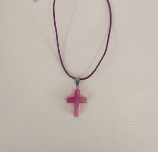 Collar Piel Violeta Cruz Rosa