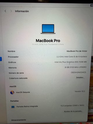 MacBook Pro 2018 Plata