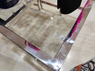 Mesa aparador cristal y acero