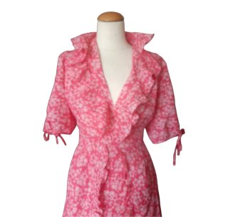 Vestido Vintage Años 60 Floral Rosa Talla M