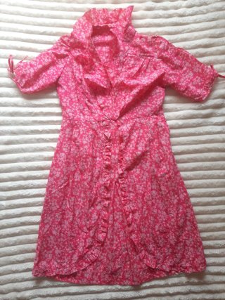 Vestido Vintage Años 60 Floral Rosa Talla M