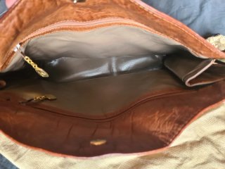 Borsa Lorenzi in pelle di struzzo marrone