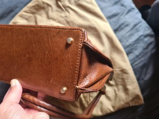 Borsa Lorenzi in pelle di struzzo marrone