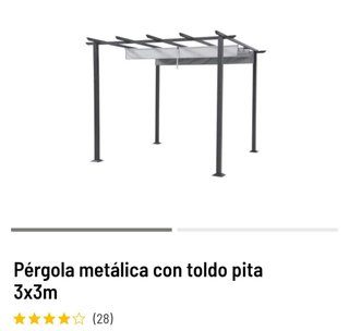 Pérgola metálica con toldo 3x3m
