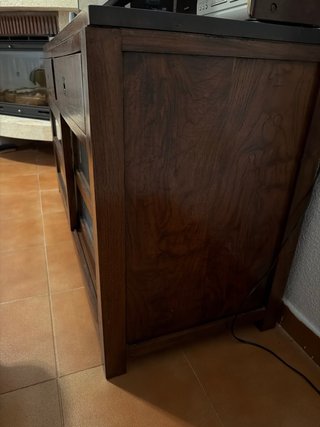 Mueble rústico madera y cristal