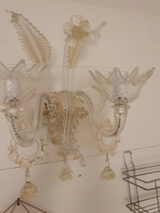 Applique Murano 2 luci vetro oro trasparente