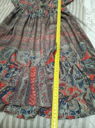 Vestido manga corta de seda de Boho Style, Talla S