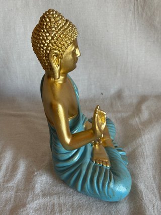 Figura Buda Turquesa y Dorado