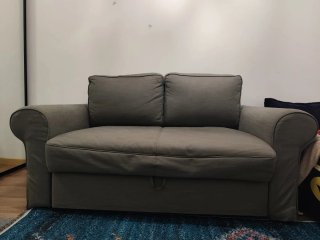 Sofá Cama Gris y Blanco