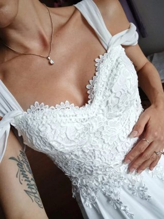 Vestido novia civil encaje blanco S wedding dress