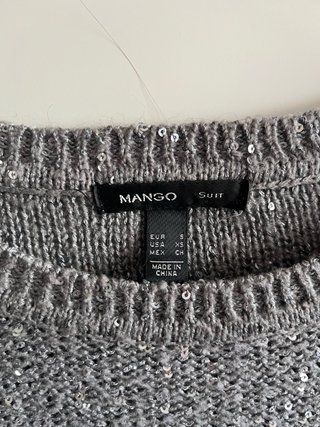 Jersey Mango lentejuelas gris talla S