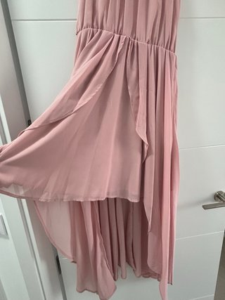 Vestido rosa largo con fajín