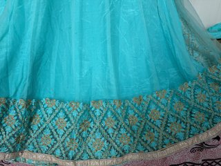 Splendido abito stile anarkali turchese